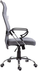 Sleek Design High Back Mesh Fabric Swivel Office Chair with Chrome Base, Grey