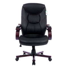 Luxury Wooden Frame Extra Padded Desk Computer Office Chair in Black