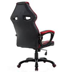 CTF Racing Style Gaming PU Leather Swivel Desk Chair with Fabric Trim, Red