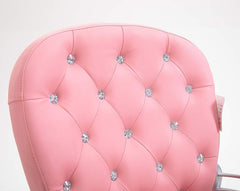 Cherry Tree Furniture Chesterfield Diamante Button Swivel Chair with Chrome Feet Pink PU