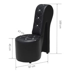 STILETTO PU Leather Armchair Cocktail Accent Chair with Diamante Details