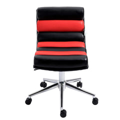 Rainbow Faux Leather Chrome Base Desk Chair, Black & Red