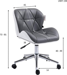 Cherry Tree Furniture Faux Leather Chrome Base Tufted Swivel Office Chair Desk Chair, Grey & White Grey & White