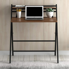 New Design Folding Desk with Steel Frame, Walnut
