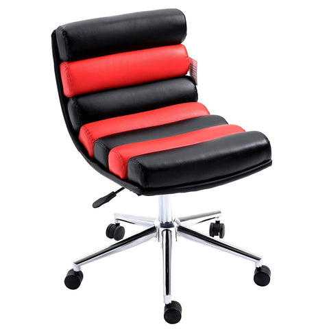 Rainbow Faux Leather Chrome Base Desk Chair, Black & Red