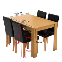 5-Piece Dining Room Set 4-Seater Dining Table with 4 Chairs