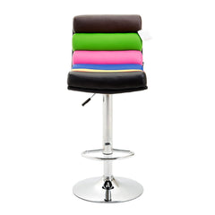 Rainbow Faux Leather Chrome Base Height Adjustable Swivel Barstool Kitchen Stool in Pair