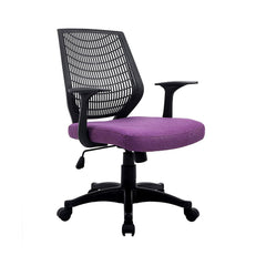 Fabric Medium Mesh Back Desk Office Swivel Chair with Removable Back Cushion, Purple