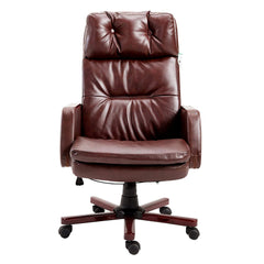 Luxury PU Leather Executive Swivel Computer Chair Office Desk Chair with Latch Recline Mechanism, Brown