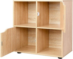 Cherry Tree Furniture NORDI Multi Compartment Cube Storage Unit Organiser Sideboard Cabinet with 2 Cupboard Doors Oak 2X2