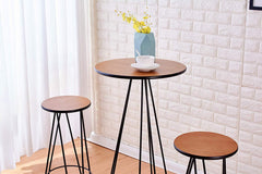 Cherry Tree Furniture Korla 3-Piece Bar Set, Kitchen Bistro Set, Solid Wood Veneer & Hairpin Legs Bar Table