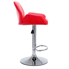 Medium Back Faux Leather Chrome Base Swivel Bar Stool in Pair, Red