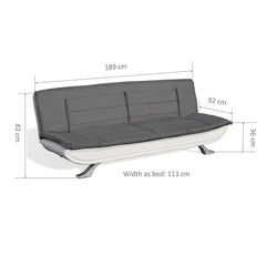 ALISON Tufted 3-Seater Sofa Bed with Chrome Feet, Charcoal & White