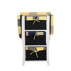 Wood Wicker Folding Ironing Board Centre with Storage Baskets Chest of Drawers