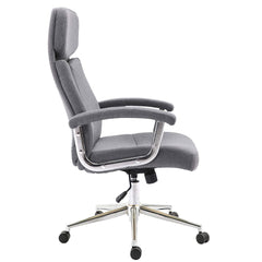 Premium Fabric Swivel Office Chair Computer Desk Chair with Chrome Armrests & Base, Grey