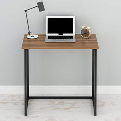 Compact Flip-Flop Folding Computer Desk Home Office Laptop Desktop Table, Walnut