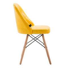 CTF Retro Modern PU Leather Padded Dining Chair Pair with Solid Legs, Yellow