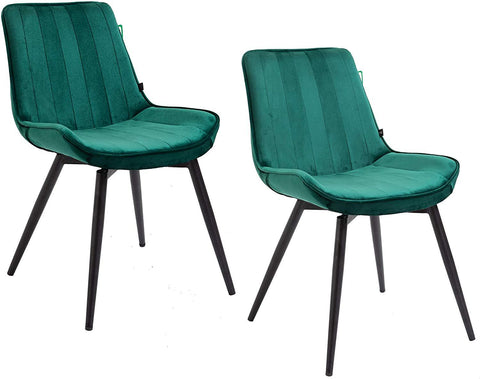 Cherry Tree Furniture Cala SET OF 2 Pine Green Colour Velvet Fabric Desk Chairs/Dining Chairs