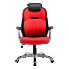 Extra Padded PU Leather Executive Swivel Office Chair with Padded Headrest, Red
