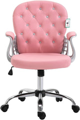 Cherry Tree Furniture Chesterfield Diamante Button Swivel Chair with Chrome Feet Pink PU