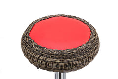 SET OF 2 Rattan Wicker Red PU Leather High Bar Stools Kitchen Stools MB213