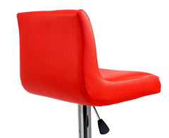 Faux Leather Medium Back Chrome Base Swivel Bar Stool MB-206 in Pair, Red