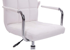 PAIR of White Faux Leather Swivel Chair with Removable Armrests MB42 (Style 1), White