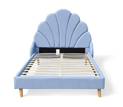 ARIEL Linen Fabric Upholstered Bed with Scalloped Headboard