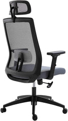 Cherry Tree Furniture Mesh Fabric Desk Chair Office Chair with Adjustable Armrests & Lumbar Support Grey, With Headrest