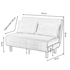 ALGO 2-Seater Small Double / 1-Seater Single Folding Sofa Bed with Cushion