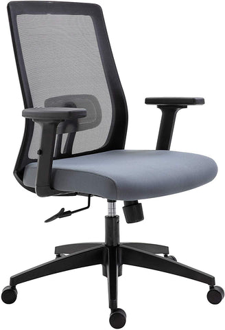 Cherry Tree Furniture Mesh Fabric Desk Chair Office Chair with Adjustable Armrests & Lumbar Support Grey, Without Headrest