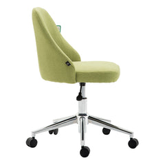 Brushed Fabric Medium Back Computer Desk Office Swivel Chair with Chrome Base, Green