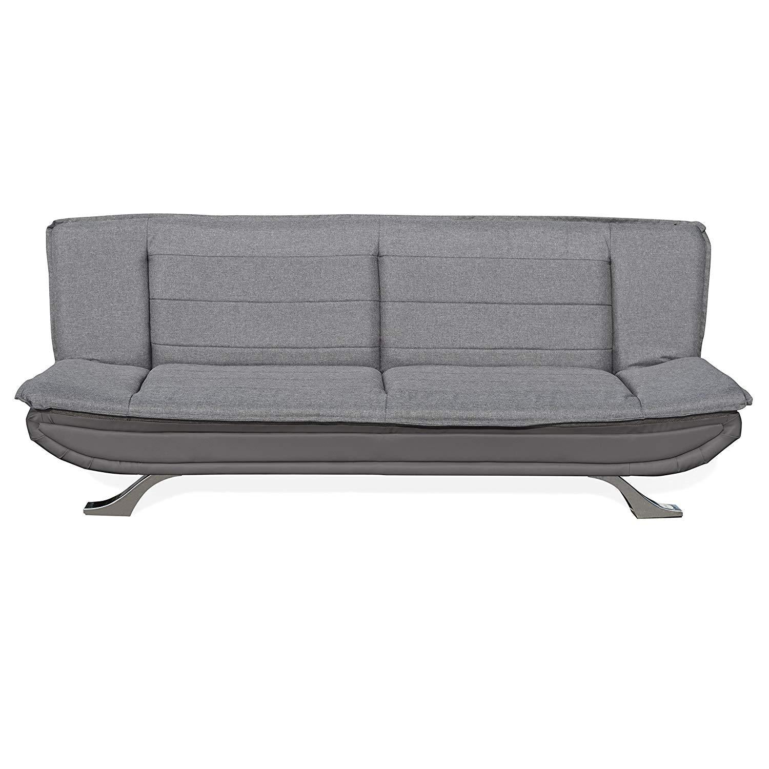 ALISON Tufted 3-Seater Sofa Bed with Chrome Feet, Charcoal & Grey