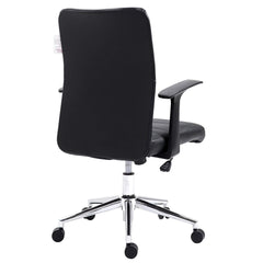 PU Leather Padded Medium Back Swivel Office Chair with Chrome Base, Black