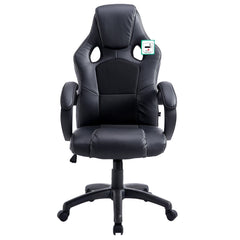 CTF Sport Racing Gaming PU Leather & Fabric Swivel Office Chair, Black