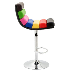 Rainbow Faux Leather Chrome Base Height Adjustable Swivel Barstool Kitchen Stool in Pair