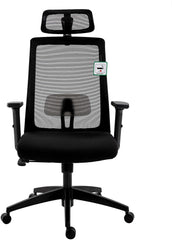 Cherry Tree Furniture Mesh Fabric Desk Chair Office Chair with Adjustable Armrests & Lumbar Support Black, With Headrest