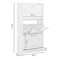 3-Drawer Wooden Shoe Cabinet Shoe Storage Unit, White