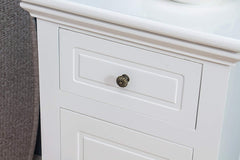 Wood White 1-Door 1-Drawer Bedside Table Nightstand Cabinet