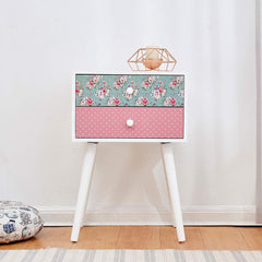 Cherry Tree Furniture CANTERBURY Wooden 2-Drawer Bedside Table Nightstand, Rose & Polka Dot Pattern