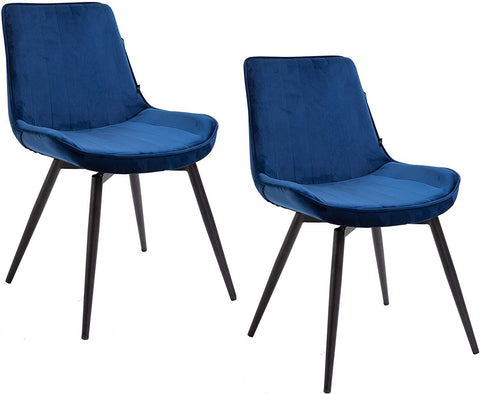 Cherry Tree Furniture Cala SET OF 2 Sapphire Blue Colour Velvet Fabric Desk Chairs/Dining Chairs