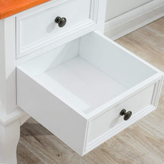 Wood Bedside Table 2-Drawer Cabinet, Two-Toned Finish