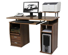 Computer Desk with Cupboard Drawers and Keyboard Tray Desktop PC Table Workstation