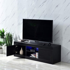 Cherry Tree Furniture MELDAL LED High Gloss TV Stand, TV Unit Cabinet for TV Size up to 50" Black, 125 cm