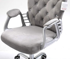 Cherry Tree Furniture Chesterfield Diamante Button Swivel Chair with Chrome Feet Grey Velvet