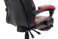 High Back Recliner Gaming Swivel Chair with Footrest & Adjustable Lumbar & Head Cushion, Black & Red