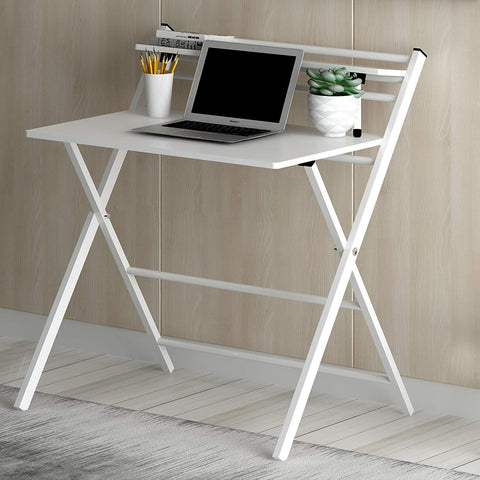 New Design Folding Desk with Steel Frame, White
