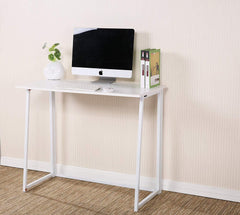 Compact Flip-Flop Folding Computer Desk Home Office Laptop Desktop Table, White