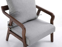 Bentwood Grey Fabric Armchair Accent Chair with Solid Wood Frame