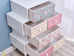 Cherry Tree Furniture CANTERBURY Wooden 6-Drawer Chest Cabinet, Floral & Polka Dot Pattern